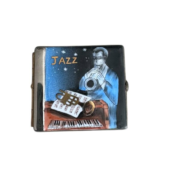 Limoges Peint Main France Jazz Album Record Trinket Box Trinket Included